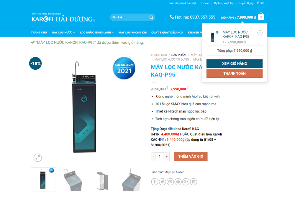 mua hàng tại karofi hải dương