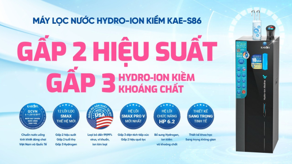 Máy lọc nước Hydrogen Ion Kiềm (Nóng Lạnh Nguội) Karofi S86