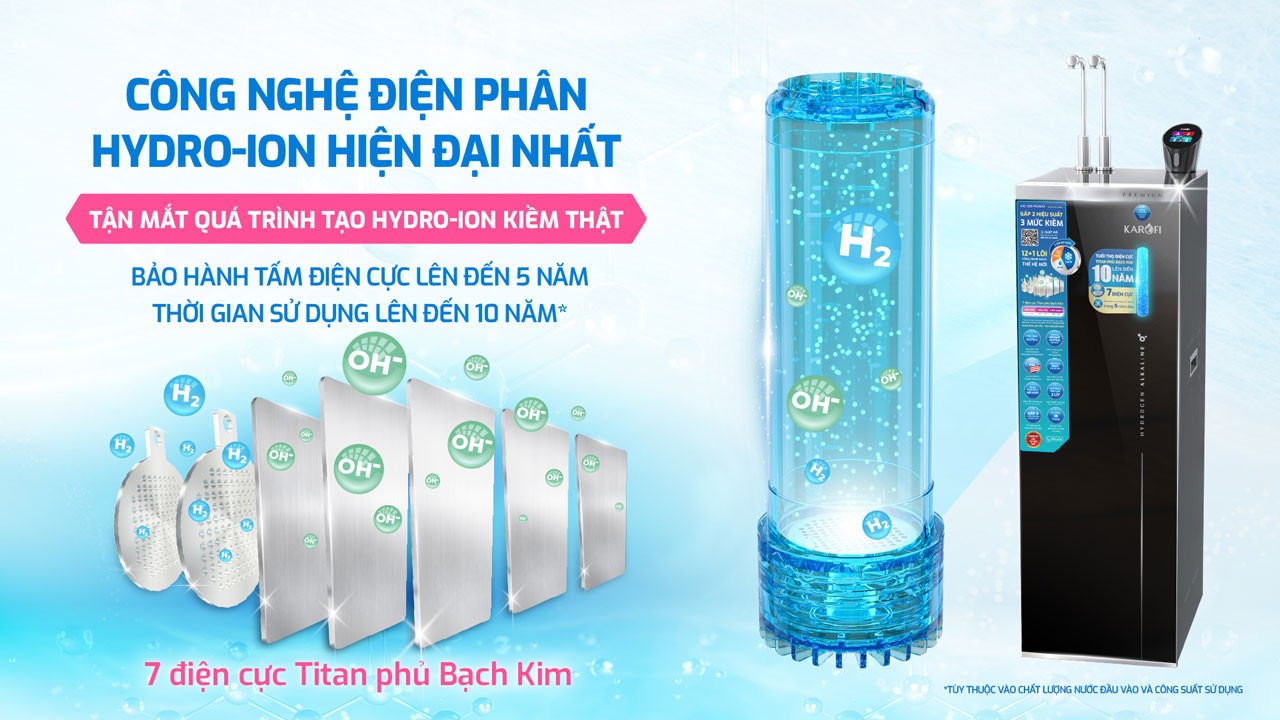 Máy lọc nước nóng lạnh Hydro-ion kiềm Karofi KAE-S88 PROMAX